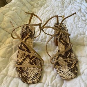 Tan heeled sandals by Express